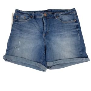 Roll Cuff 10in Rise Blue Denim Shorts